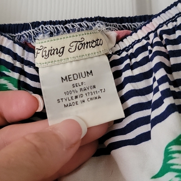 Flying Tomato Floral Stripe Multi Color Off The Shoulder Ruffled Maxi Dress - Picture 6 of 10